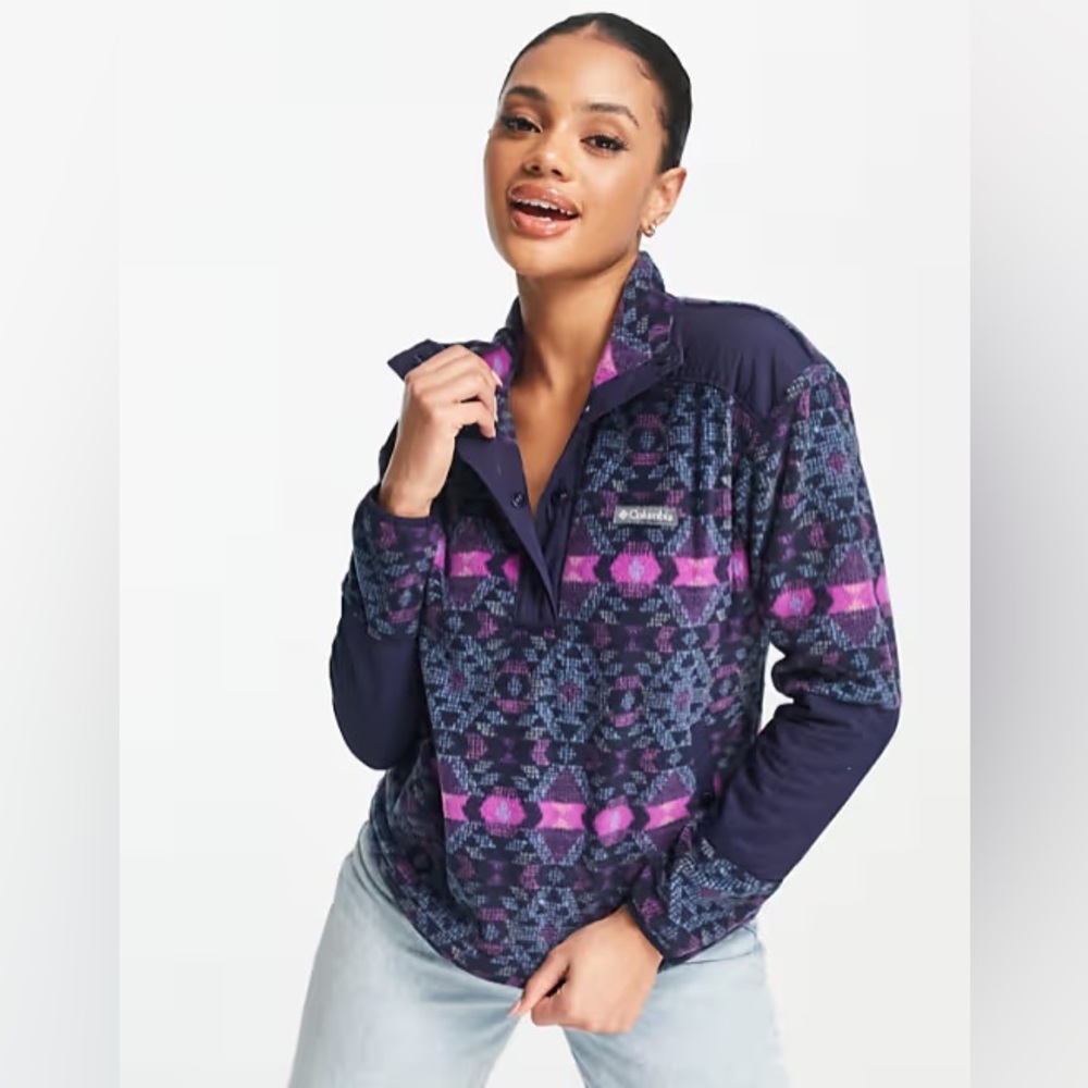 Columbia Benton Springs Cropped Fleece Blue and Purple - Size XS